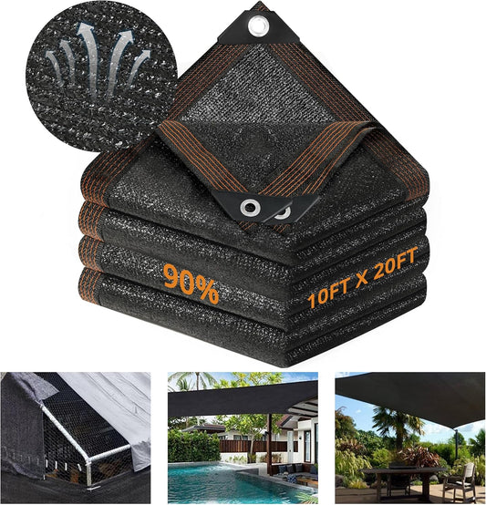 Garden 90% Shade Mesh Cloth, 10 x 20FT Sun Shade Net,Resistant Mesh Sun Shade Reinforced Grommets Shade Trap V1259-DP01-A-3442