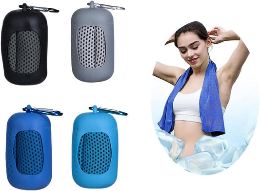 4 Pcs Cooling Towel (31.4"x 11.8"), Ice Towel,with Portable Towel Silicone Bag, Soft Breathable Chilly Towel V1259-DP01-A-3448