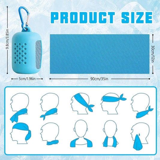 4 Pcs Cooling Towel (31.4"x 11.8"), Ice Towel,with Portable Towel Silicone Bag, Soft Breathable Chilly Towel V1259-DP01-A-3448