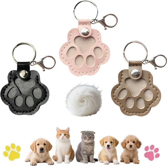 3pcs Leather Pet Memorial Keychain,Dog Hair Collector Keychain,Cat Paw Shaped Pet Memorial Gifts for Pet V1259-DP01-A-3449