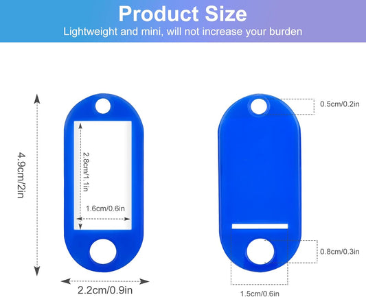 60 Pcs Key Tags with Labels, Tough Plastic Key Tags with Split Ring Label Window with Split Ring Assorted V1259-DP01-A-3457