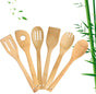 6 Piece Wooden Cooking Utensils, Natural Bamboo Nonstick Kitchen Spoons Spatula Sets for Cooking V1259-DP01-A-3471