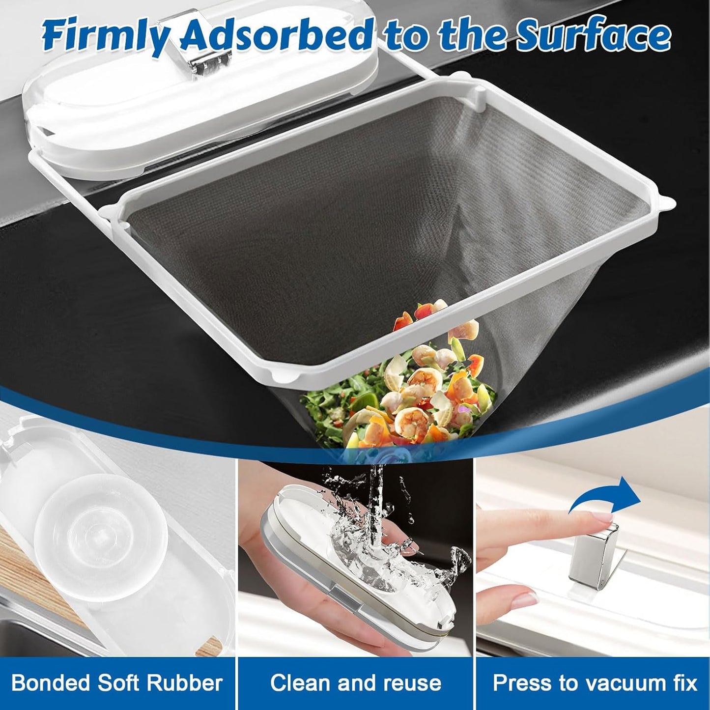 Kitchen Sink Strainer with Net 100Pcs, Large Opening Sink Strainer Rack, Foldable Rag Rack, Strong V1259-DP01-A-3482