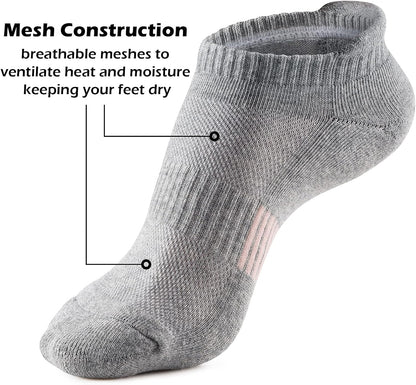 Ankle Socks Womens Running Athletic No Show Socks Cushioned 5-Pairs V1259-DP01-A-3485