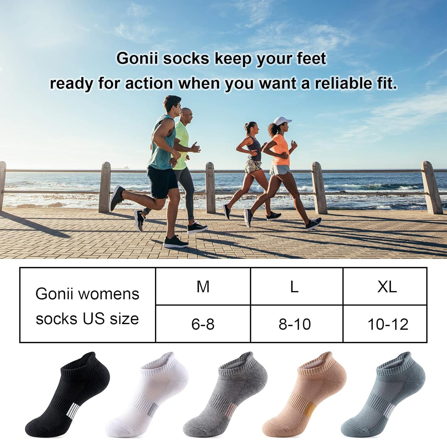 Ankle Socks Womens Running Athletic No Show Socks Cushioned 5-Pairs V1259-DP01-A-3485
