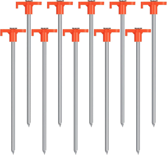 10 Pcs Tent Pegs Heavy Duty Metal Tent Stakes Heavy Duty 7.87inch Ground Pegs for Awnings for Hard Ground, V1259-DP01-A-3486