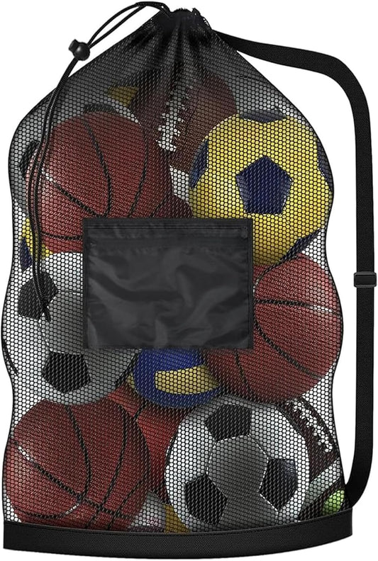 40 * 28 in Extra Large Sports Ball Bag Mesh, Heavy Duty Soccer Ball Net Bag, Con Adjustable Shoulder Strap, V1259-DP01-A-3492
