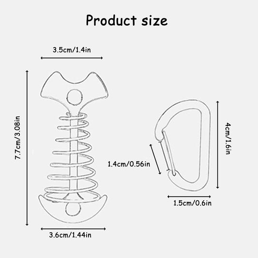 10 Pcs Fishbone Tent Stakes with Carabiners , Aluminum Alloy & Stainless Steel Windproof Anchors with V1259-DP01-A-3494