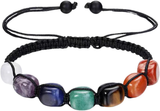 7 Chakra Bracelet, Beaded Braided Bracelet, Natural Gemstone 7 Chakra Healing Crystal Bracelet Anxiety V1259-DP01-A-3513
