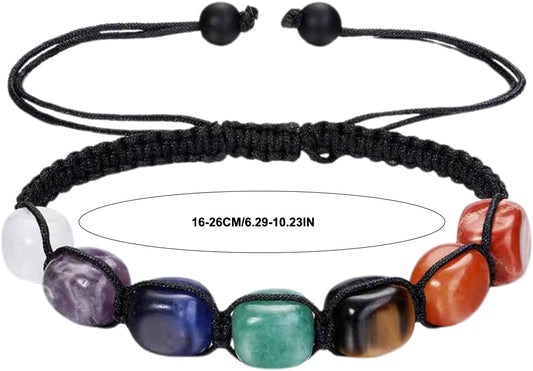 7 Chakra Bracelet, Beaded Braided Bracelet, Natural Gemstone 7 Chakra Healing Crystal Bracelet Anxiety V1259-DP01-A-3513