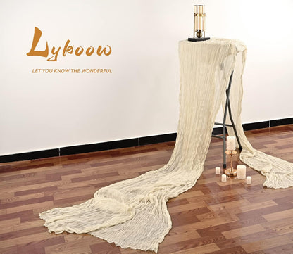 5 Packs 10Ft Ivory Cheesecloth Table Runner, 35" x 120" Rustic Gauze Boho Wedding Table Runner Decorations V1259-DP01-A-3519