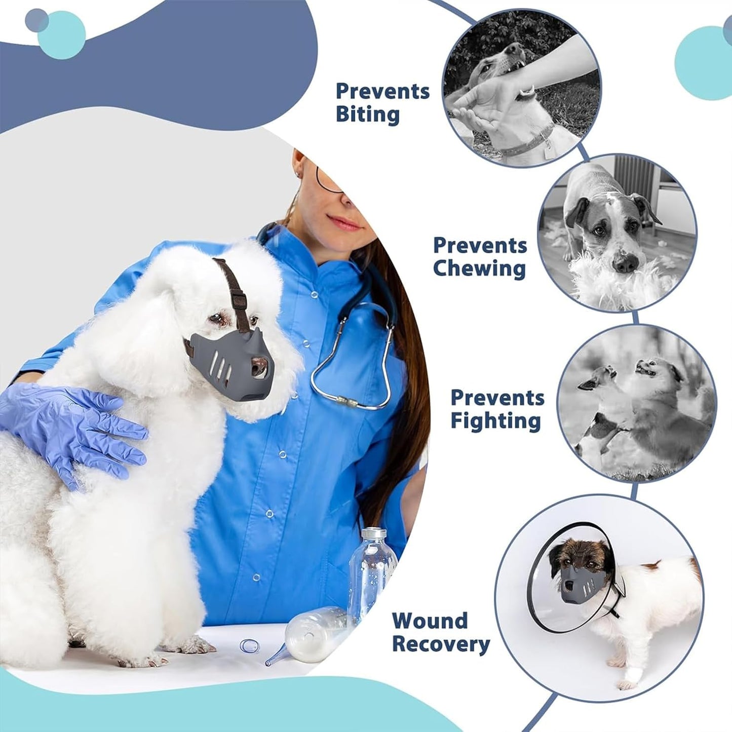 Silicone Dog Muzzle, Soft Muzzle for Small Medium Dogs, Breathable Silicone Cage Mouth Cover for Poodle V1259-DP01-A-3520