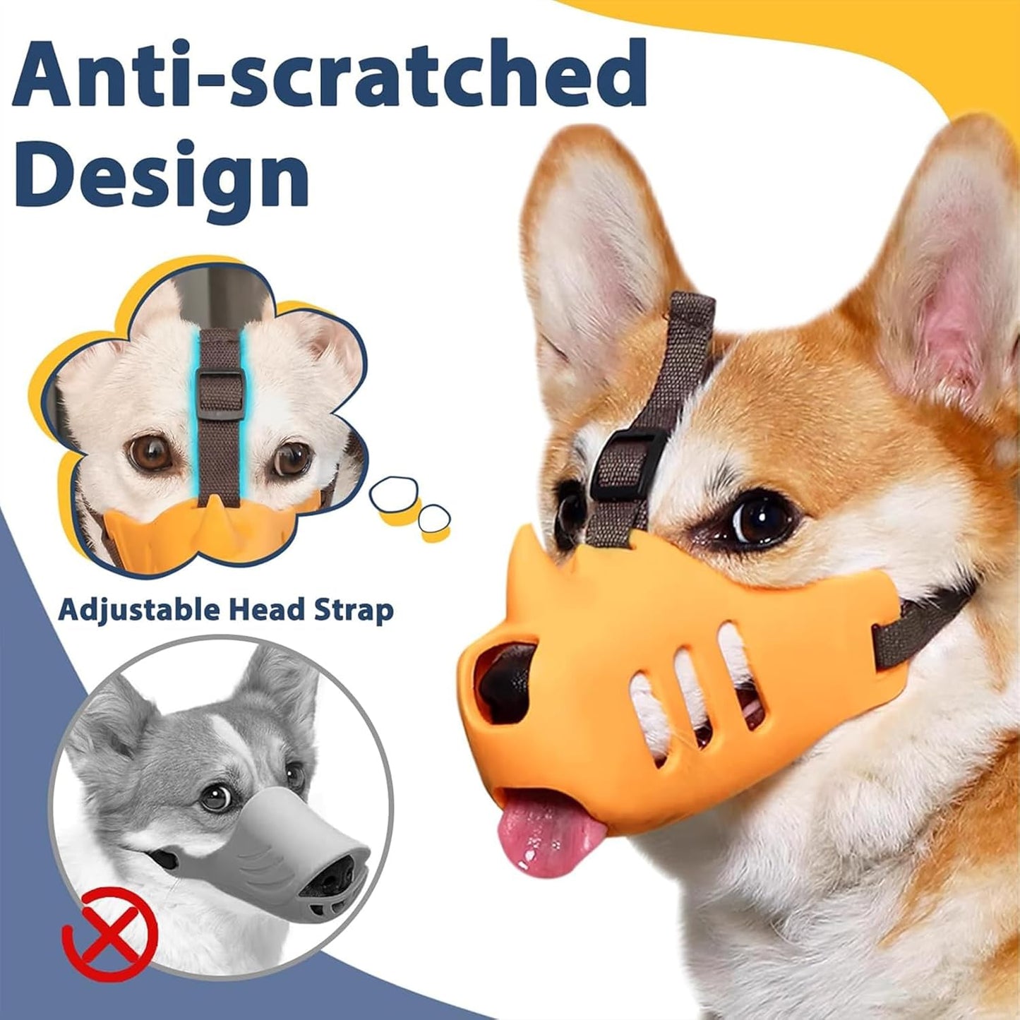 Silicone Dog Muzzle, Soft Muzzle for Small Medium Dogs, Breathable Silicone Cage Mouth Cover for Poodle V1259-DP01-A-3520