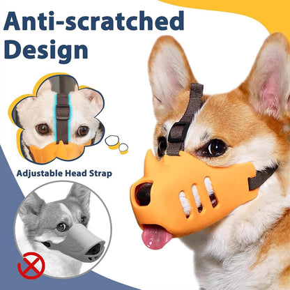 Silicone Dog Muzzle, Soft Muzzle for Small Medium Dogs, Breathable Silicone Cage Mouth Cover for Poodle V1259-DP01-A-3520