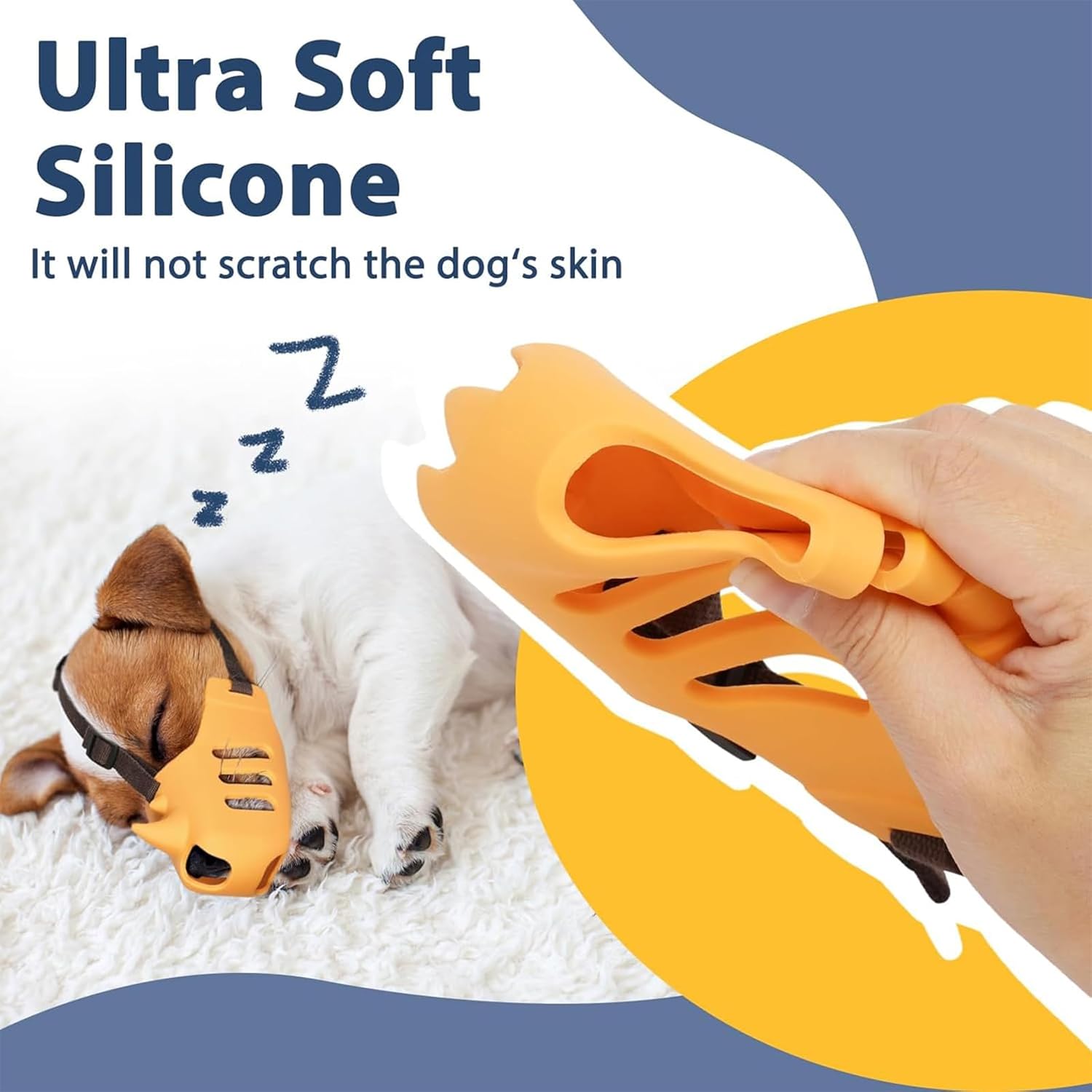 Silicone Dog Muzzle, Soft Muzzle for Small Medium Dogs, Breathable Silicone Cage Mouth Cover for Poodle V1259-DP01-A-3520