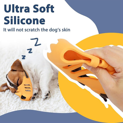 Silicone Dog Muzzle, Soft Muzzle for Small Medium Dogs, Breathable Silicone Cage Mouth Cover for Poodle V1259-DP01-A-3520
