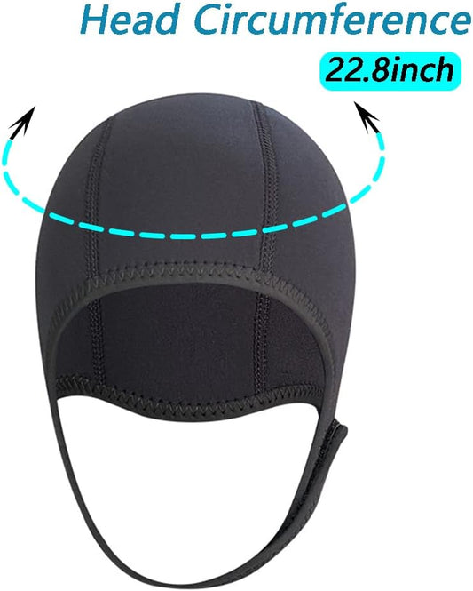2.5mm Neoprene Dive Cap Surf Cap,Diving Hat,Thermal Wetsuit Hood Cap with Chin Strap,Windproof Cap for V1259-DP01-A-3521