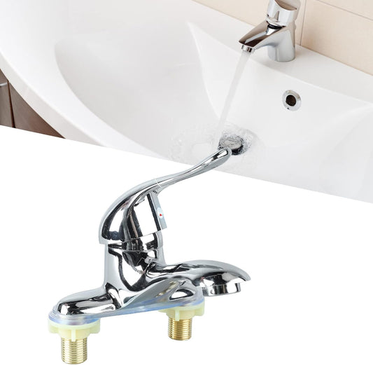 Modern Bathroom Sink Faucet, Zinc Alloy, Chrome Finish, 2 Hole, Single Handle, Easy Install, Suitable for V1259-DP01-A-3527