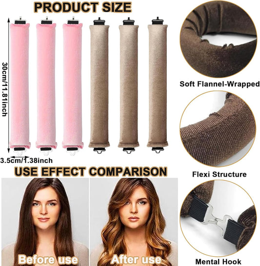 Heatless Hair Curler Set, 3 Pcs Hair Curlers No Heat, Heatless Overnight Blowout Rods with Hook for Hair V1259-DP01-A-3529