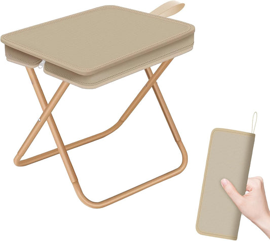 Folding Stool, Portable Camping Stool with Carry Bag, Retractable Foot Rest, Outdoor Folding Chair Stool, V1259-DP01-A-3541