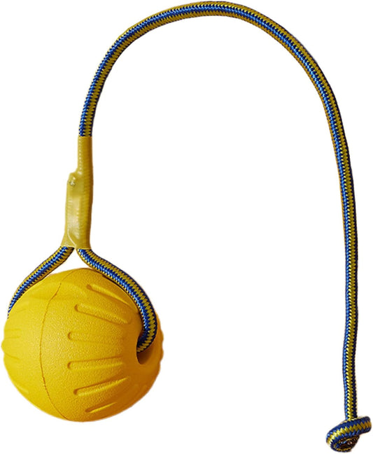Dog Ball on Rope 3 Inch Rubber Ball on Rope Dog Toy Interactive Training Yellow Color Portable Teething Toys V1259-DP01-A-3545
