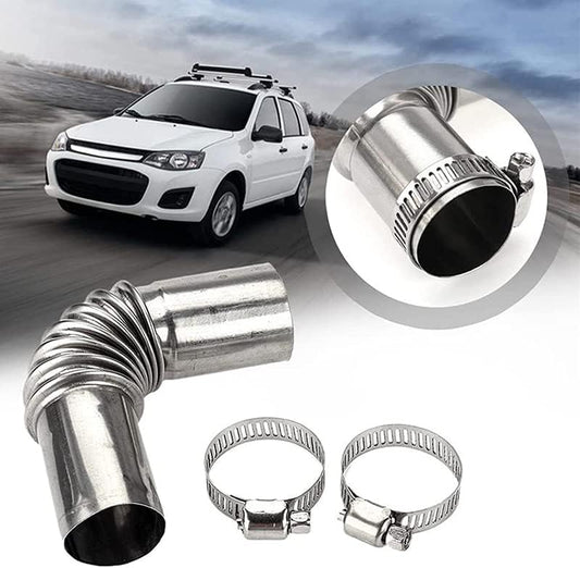 13cm Stainless Steel Bent Threaded Corrugated Exhaust Pipe Connector Durable Heat Resistant Rust Proof Design V1259-DP01-A-3547