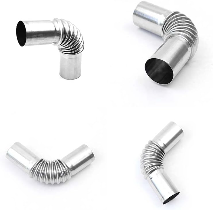 13cm Stainless Steel Bent Threaded Corrugated Exhaust Pipe Connector Durable Heat Resistant Rust Proof Design V1259-DP01-A-3547