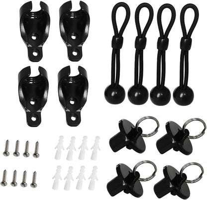 Replacement Shade Parts Bungee End Cap Kit for Exterior Cordless Roller Shades Outdoor Blinds( 2 Sets) (Black) V1259-DP01-A-3560