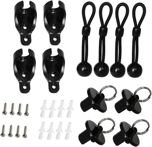 Replacement Shade Parts Bungee End Cap Kit for Exterior Cordless Roller Shades Outdoor Blinds( 2 Sets) (Black) V1259-DP01-A-3560
