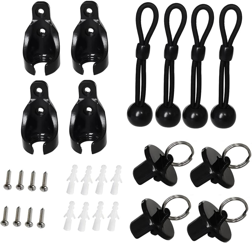 Replacement Shade Parts Bungee End Cap Kit for Exterior Cordless Roller Shades Outdoor Blinds( 2 Sets) (Black) V1259-DP01-A-3560