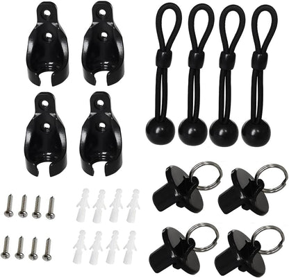 Replacement Shade Parts Bungee End Cap Kit for Exterior Cordless Roller Shades Outdoor Blinds( 2 Sets) (Black) V1259-DP01-A-3560