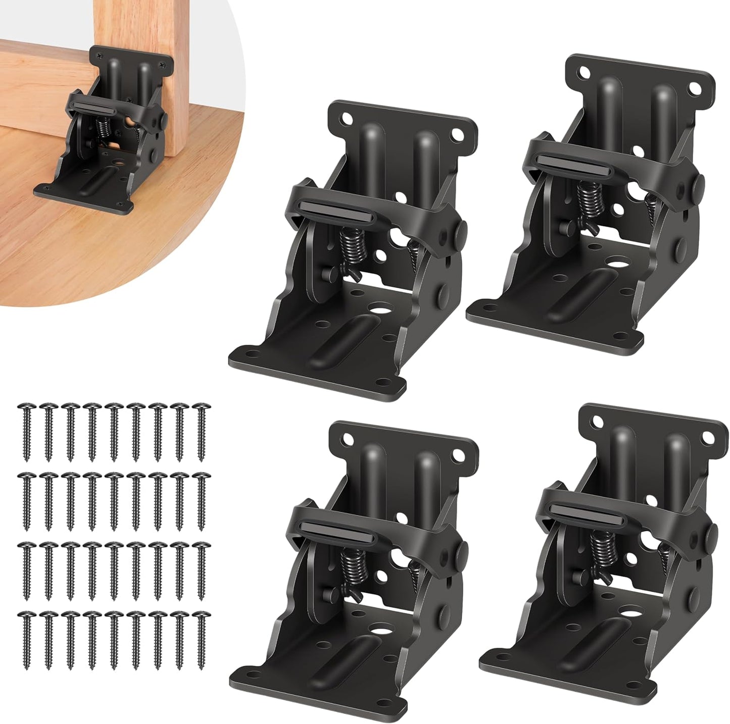 4 Pack Folding Brackets, Self-Lock Hinge with Screws for Folding Table Legs, Lock Extension Support Bracket V1259-DP01-A-3566