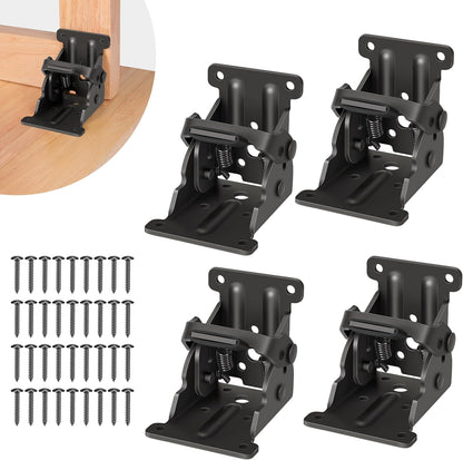 4 Pack Folding Brackets, Self-Lock Hinge with Screws for Folding Table Legs, Lock Extension Support Bracket V1259-DP01-A-3566