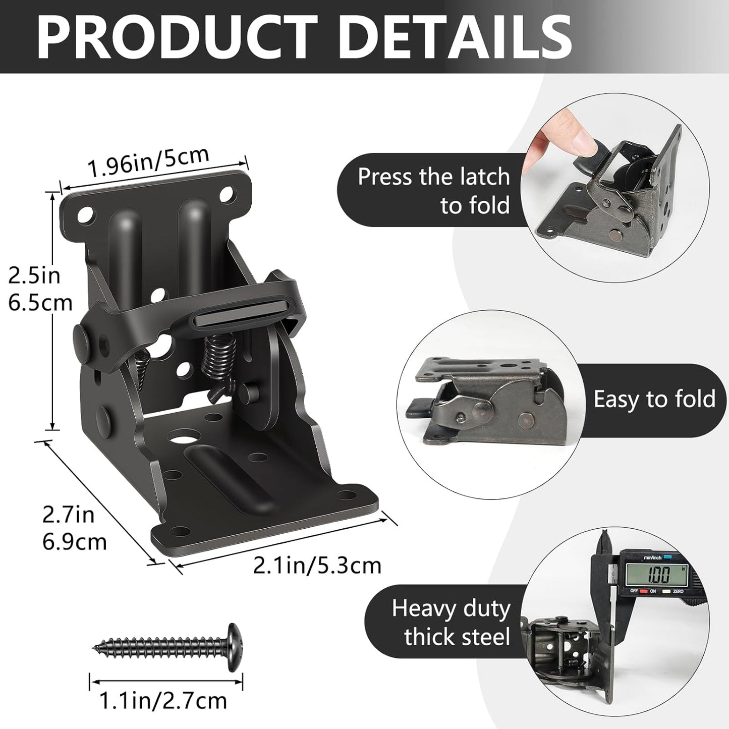 4 Pack Folding Brackets, Self-Lock Hinge with Screws for Folding Table Legs, Lock Extension Support Bracket V1259-DP01-A-3566