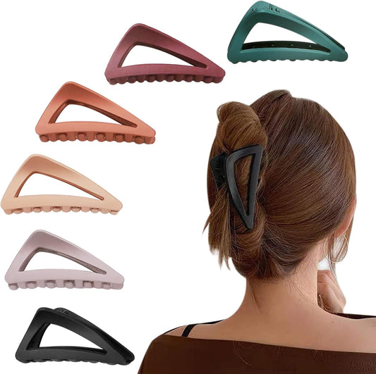 Hair Claw Clips Girls Women Nonslip French Matte Claw Clip for Thin Hair Curly Straight Long Hair - 6 Packs / V1259-DP01-A-3573