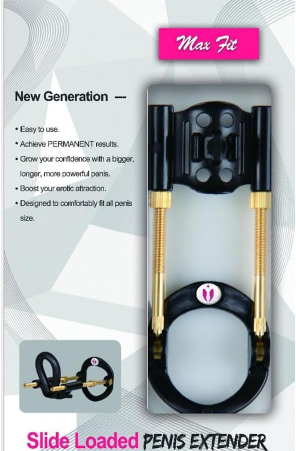 Male Bracket Stretcher, Adjustable Men Support Extender, Effective Stretching Device, Black Gold V1259-DP01-A-3575