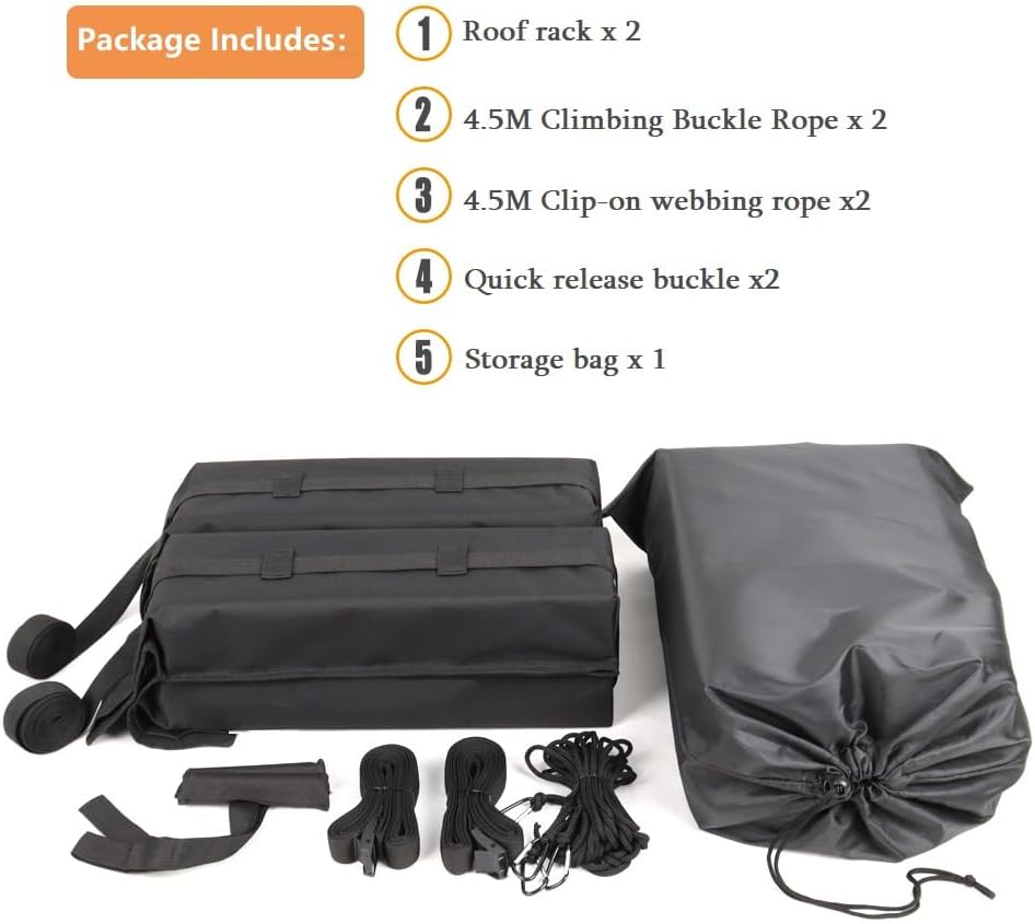 Universal Soft Roof Rack Pads for car Without crossbars,Carrier for Kayak,Surfboard,SUP,Canoe with Tie Down V1259-DP01-A-3578