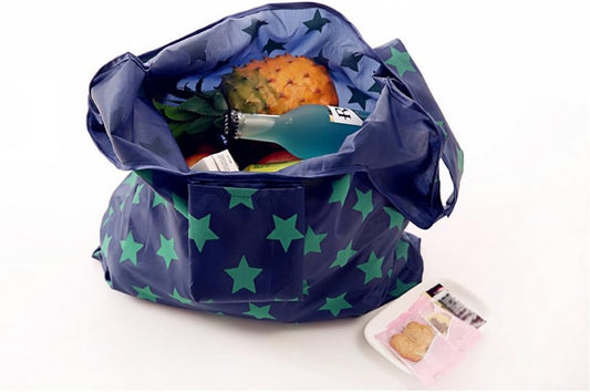 4 Pack Foldable Shopping Bags Reusable Eco-friendly Grocery Tote Bags Shopper Bag Folding into Attached Pouch V1259-DP01-A-3585