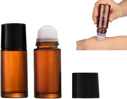 2Pcs Brown 50ml Glass Essential Oil Roller Bottles,Large Empty Roller Bottles Refillable,Deodorant Bottle V1259-DP01-A-3586