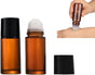 2Pcs Brown 50ml Glass Essential Oil Roller Bottles,Large Empty Roller Bottles Refillable,Deodorant Bottle V1259-DP01-A-3586