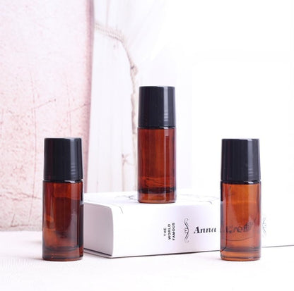 2Pcs Brown 50ml Glass Essential Oil Roller Bottles,Large Empty Roller Bottles Refillable,Deodorant Bottle V1259-DP01-A-3586