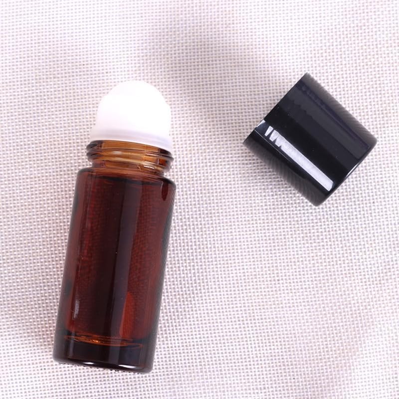 2Pcs Brown 50ml Glass Essential Oil Roller Bottles,Large Empty Roller Bottles Refillable,Deodorant Bottle V1259-DP01-A-3586