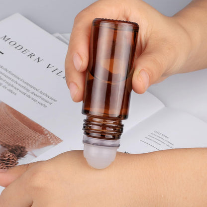 2Pcs Brown 50ml Glass Essential Oil Roller Bottles,Large Empty Roller Bottles Refillable,Deodorant Bottle V1259-DP01-A-3586