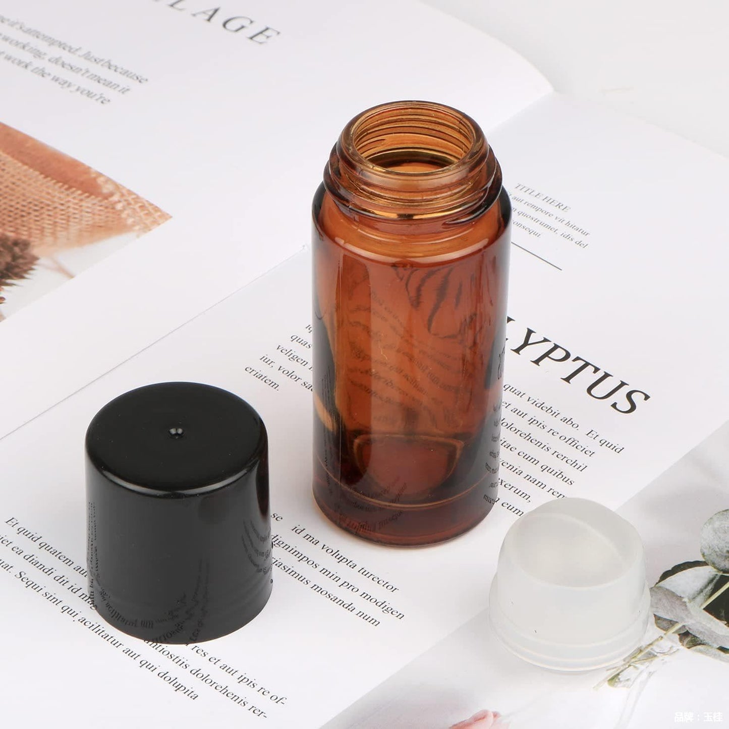 2Pcs Brown 50ml Glass Essential Oil Roller Bottles,Large Empty Roller Bottles Refillable,Deodorant Bottle V1259-DP01-A-3586