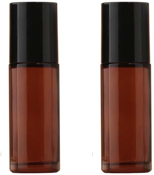 2Pcs Brown 50ml Glass Essential Oil Roller Bottles,Large Empty Roller Bottles Refillable,Deodorant Bottle V1259-DP01-A-3586