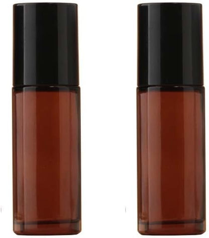 2Pcs Brown 50ml Glass Essential Oil Roller Bottles,Large Empty Roller Bottles Refillable,Deodorant Bottle V1259-DP01-A-3586