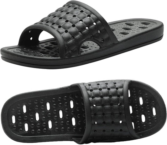 Quick Drying Shower Slippers non-slip Bathroom Slippers Drain Holes Shower Shoes for Women and Men Dorm pool V1259-DP01-A-3592