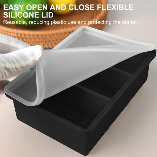 Silicone Ice Cube Trays with Lid for Soup,2 Pack Freezer Container Molds,Easy Release Large Ice Cube V1259-DP01-A-3597