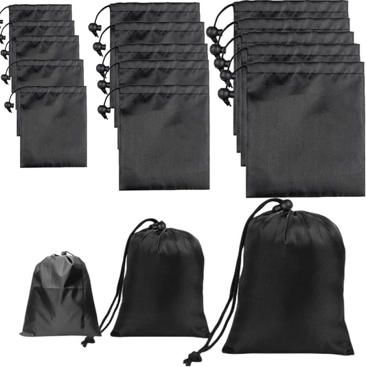 Drawstring Bag String Bag - 15Packs 3Sizes Nylon Cinch Ditty Stuff Pouch with Toggle for Gym, Luggage, V1259-DP01-A-3598