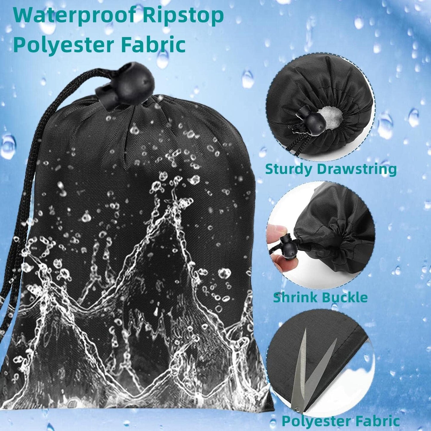 Drawstring Bag String Bag - 15Packs 3Sizes Nylon Cinch Ditty Stuff Pouch with Toggle for Gym, Luggage, V1259-DP01-A-3598